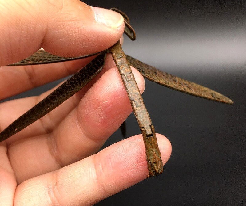 Solid Brass Dragonfly Statue Insect Figurine Netsuke Craft Decor