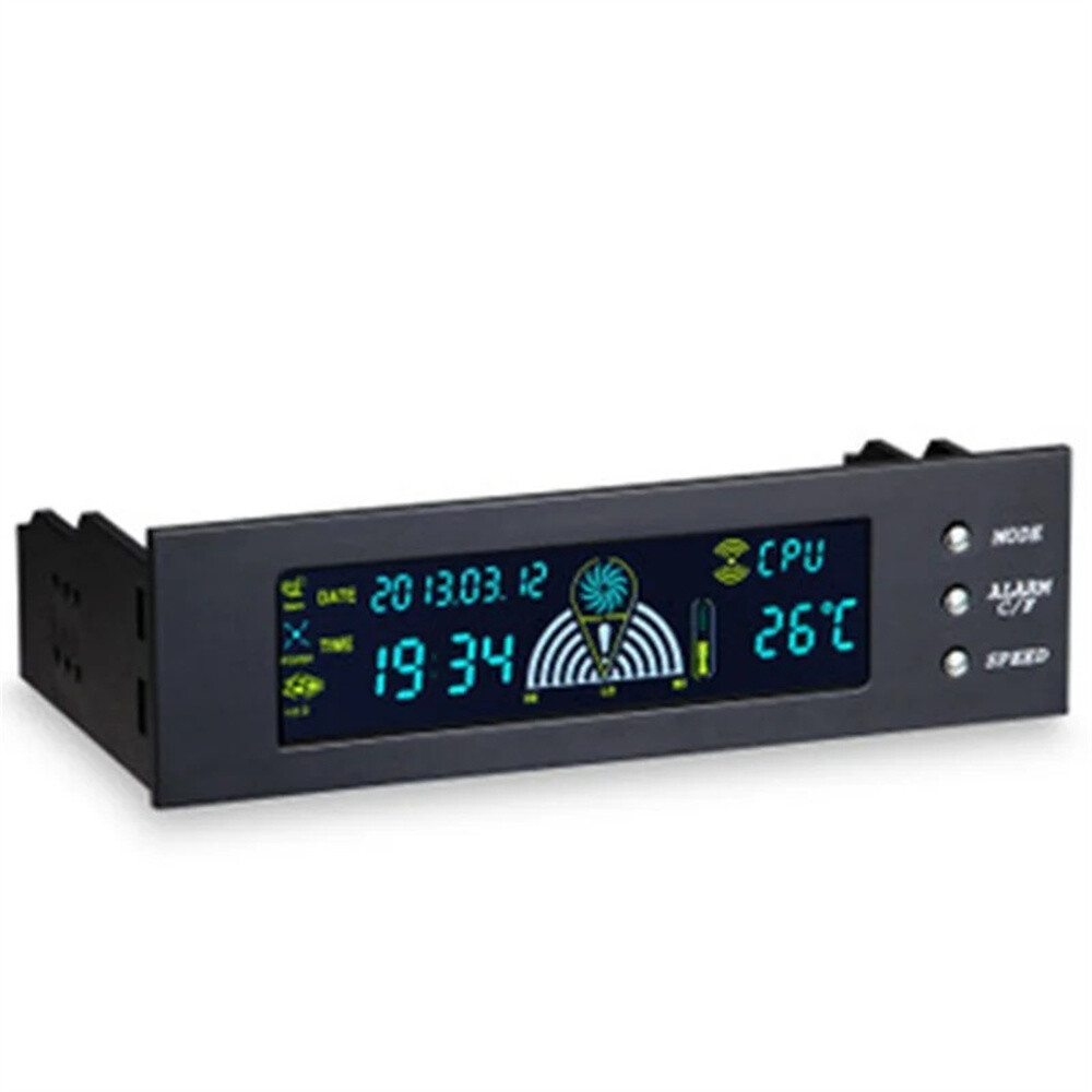 5.25 Inch PC Computer Front Panel LCD 3 Fans Speed Temperature Sensor Controller