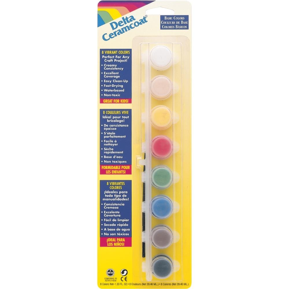 Delta Paints Basic Colors 8 Acrylic Paints, NEW