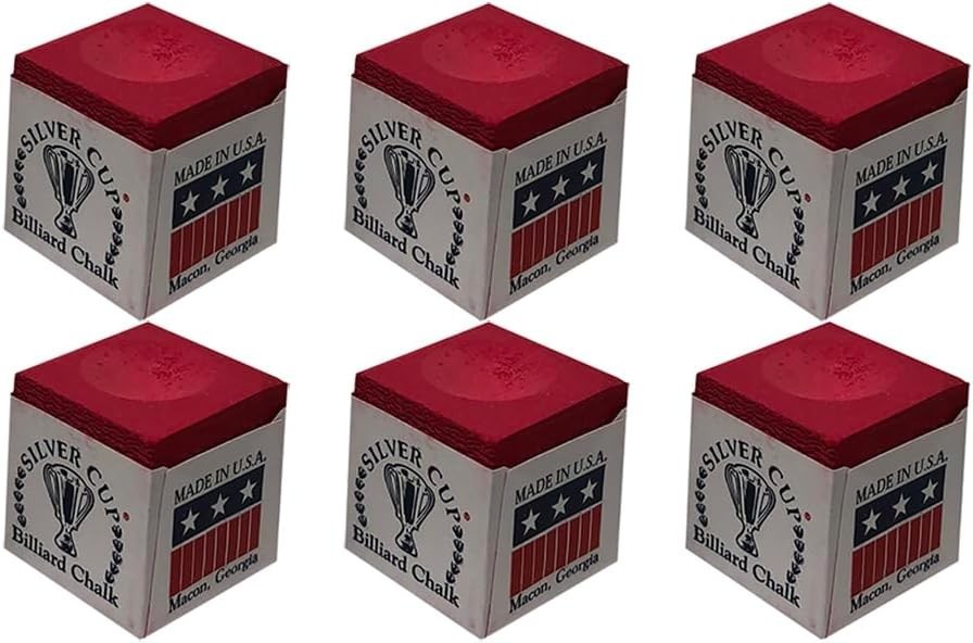 Durable Red Chalk Set for Billiards - 6 Extra Fine Chalk Cubes in Protective Box