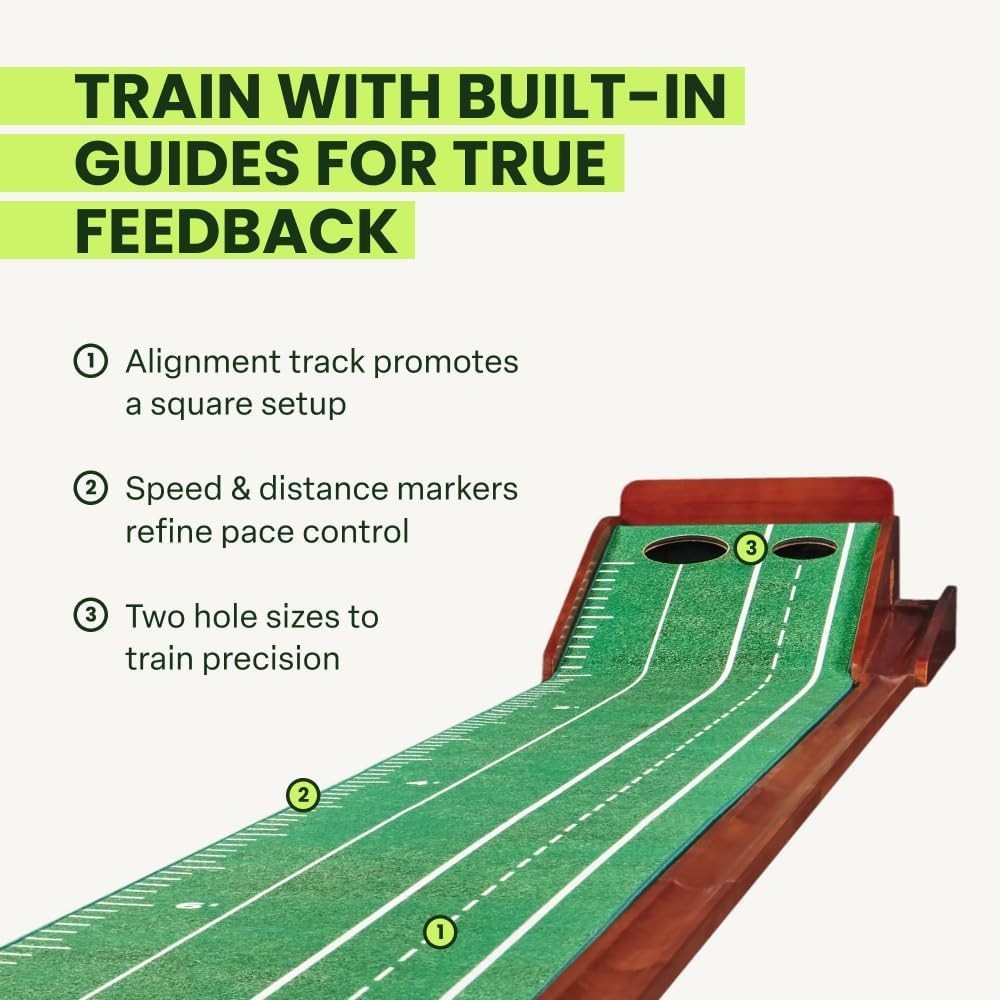 Foldable Golf Putting Mat – Realistic Turf & Alignment Guides Included