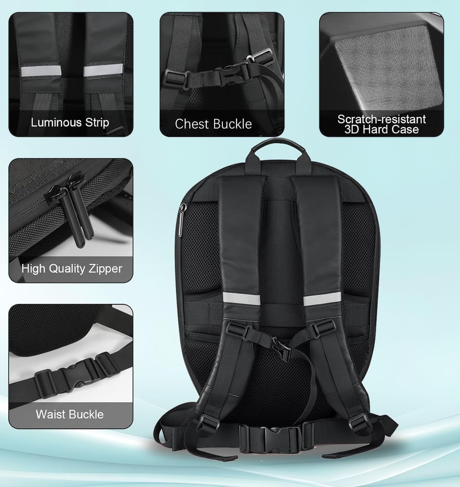 Motorcycle LED Knight Backpack DIY Programmable 3D Hard Shell Waterproof Laptop