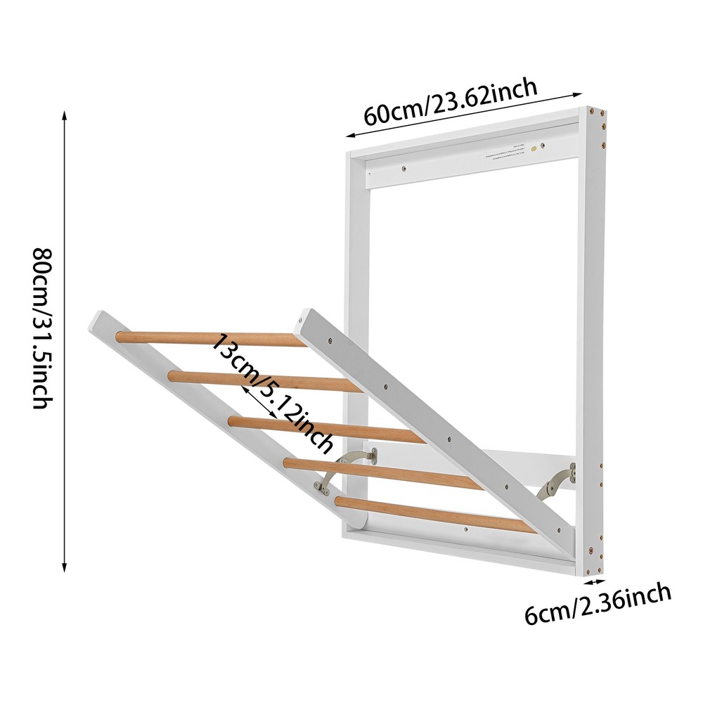 Wall Mounted Clothes Drying Rack Laundry Drying Rack Collapsible Load 5kg White