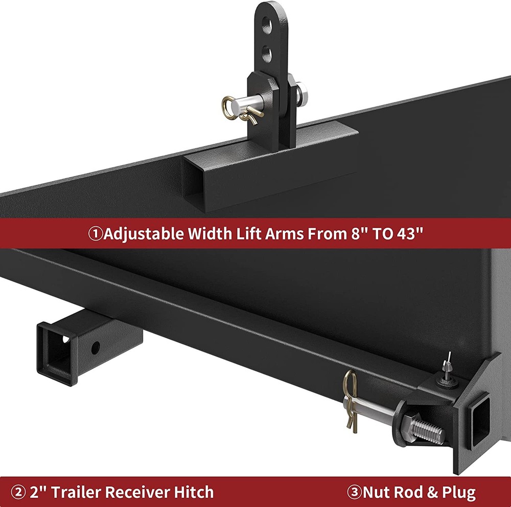 5/16" 2" Receiver Hitch Quick-Attach w/Adjustable Width Plate for Load Tractor