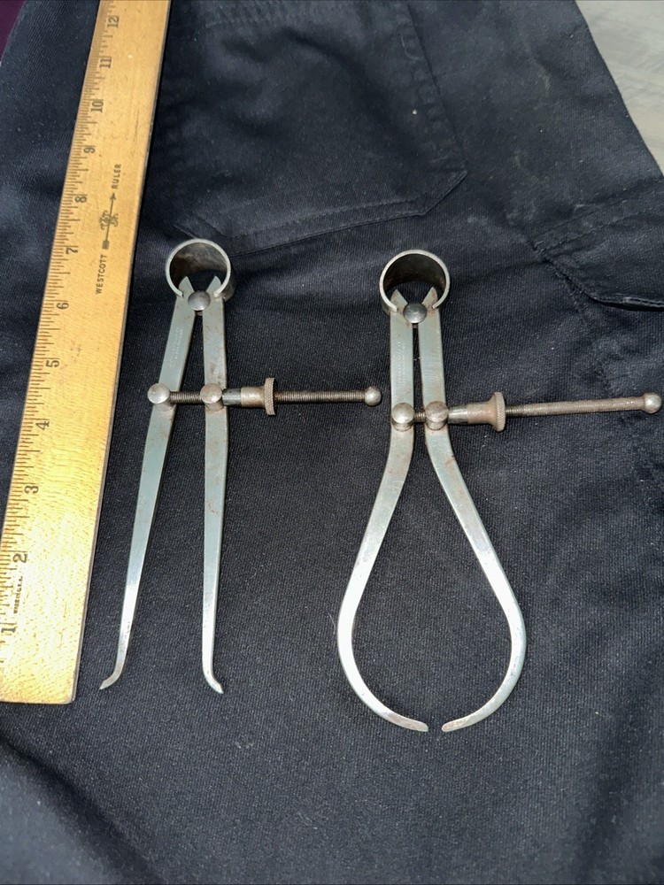 2 Goodell-Pratt INSIDE & OUTSIDE SPRING DIVIDER CALIPERS. Used Machinest Tools