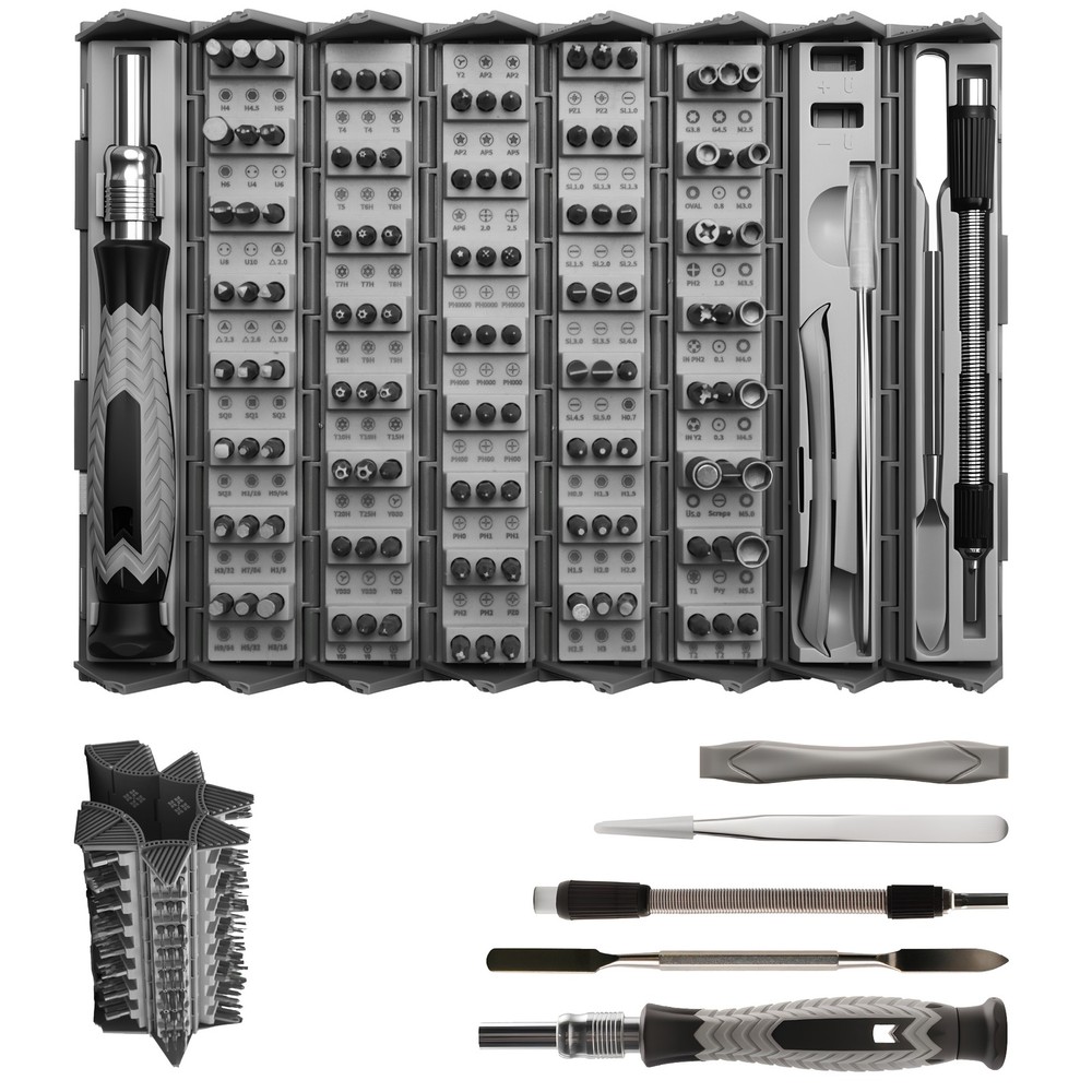126-in-1 Precision Electronics Repair Kit with Roll Case Magnetic Bit Driver Set