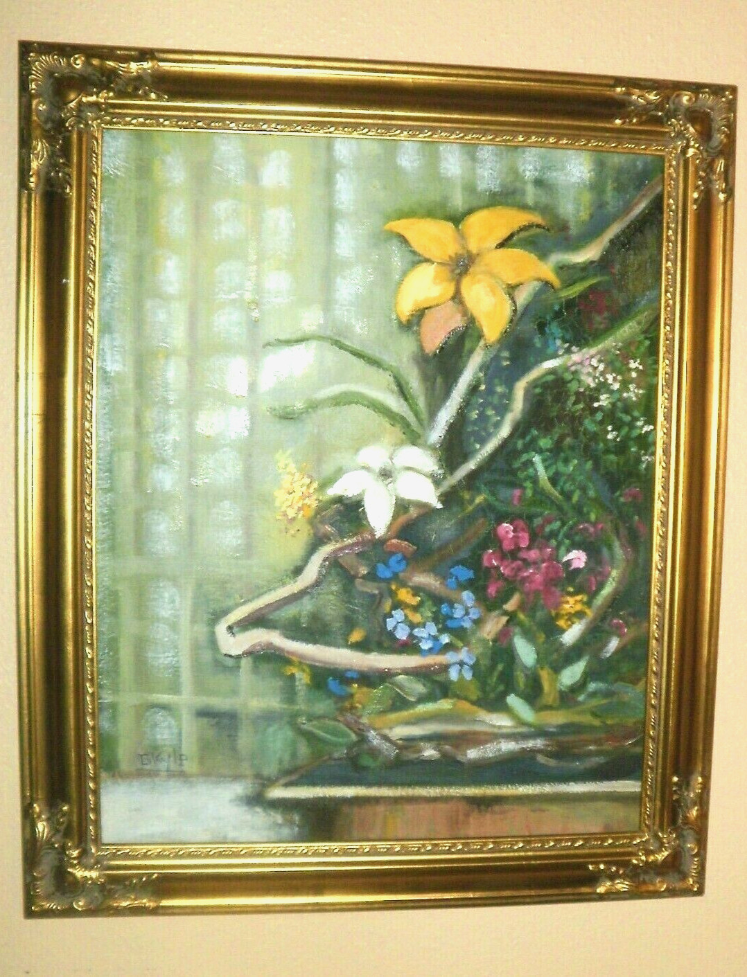 Japanese Ikebana Oil Painting Still Life Original Art 16 x 20"