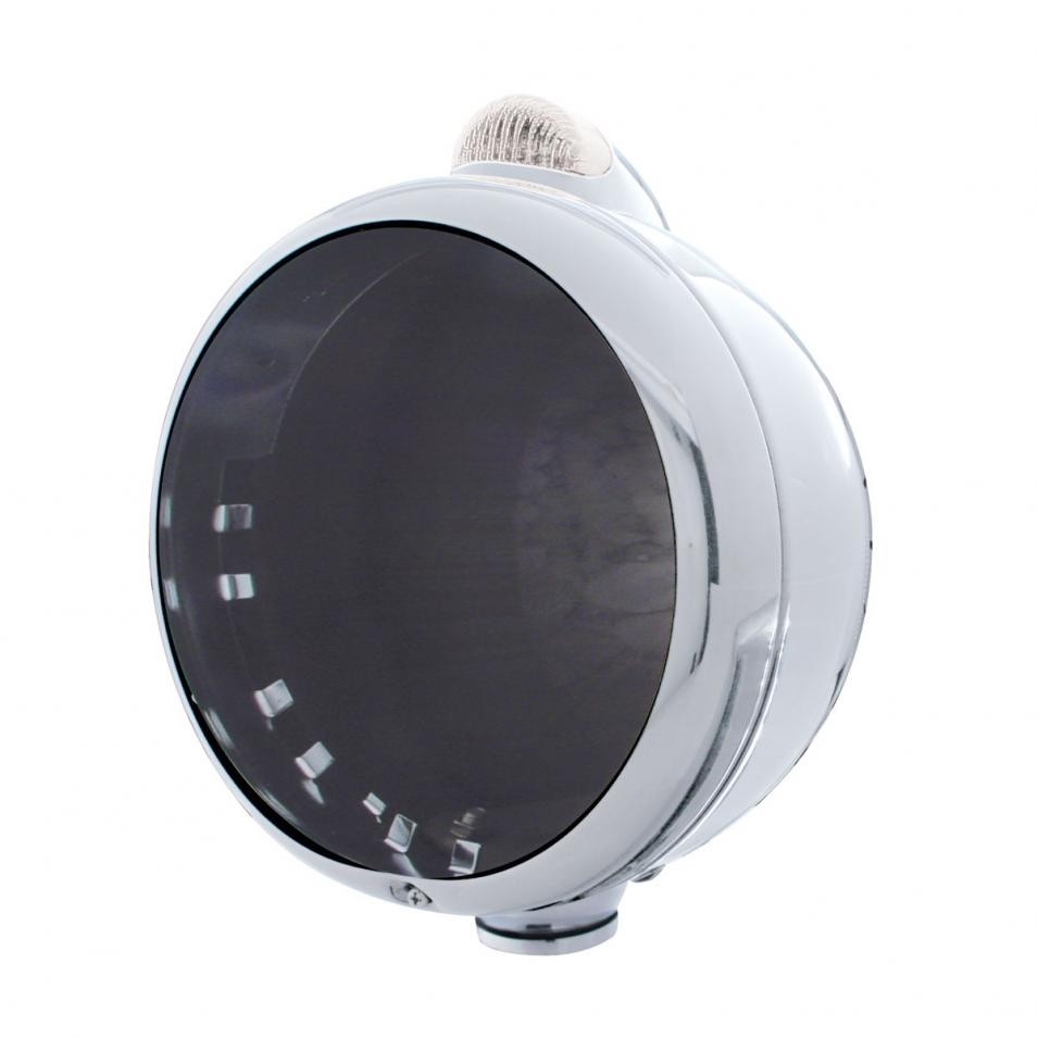 GUIDE Headlight, Dual Function, Stainless, Turn Signal - Amber LED/Clear Lens