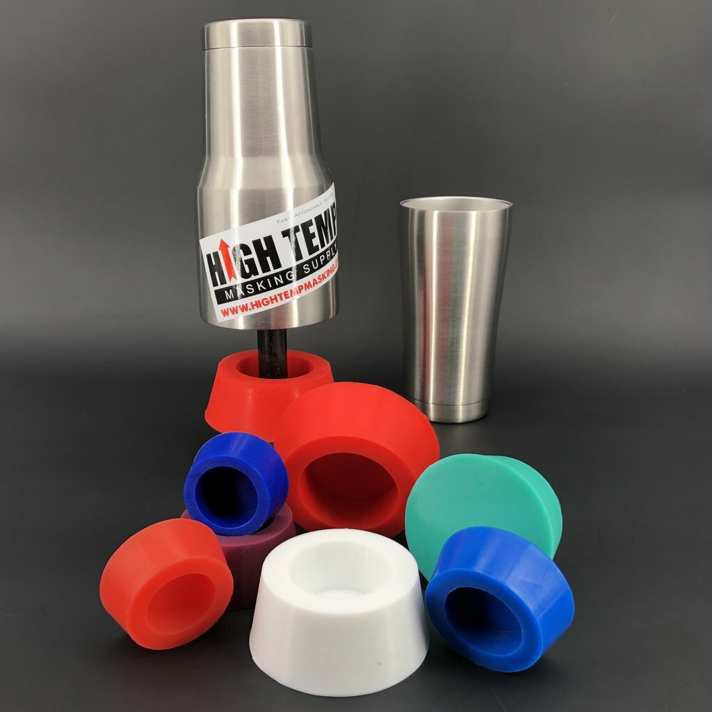 7 pc. Custom Cup Plug Kit - High Temp Masking Supply Silicone Powder Coating Set