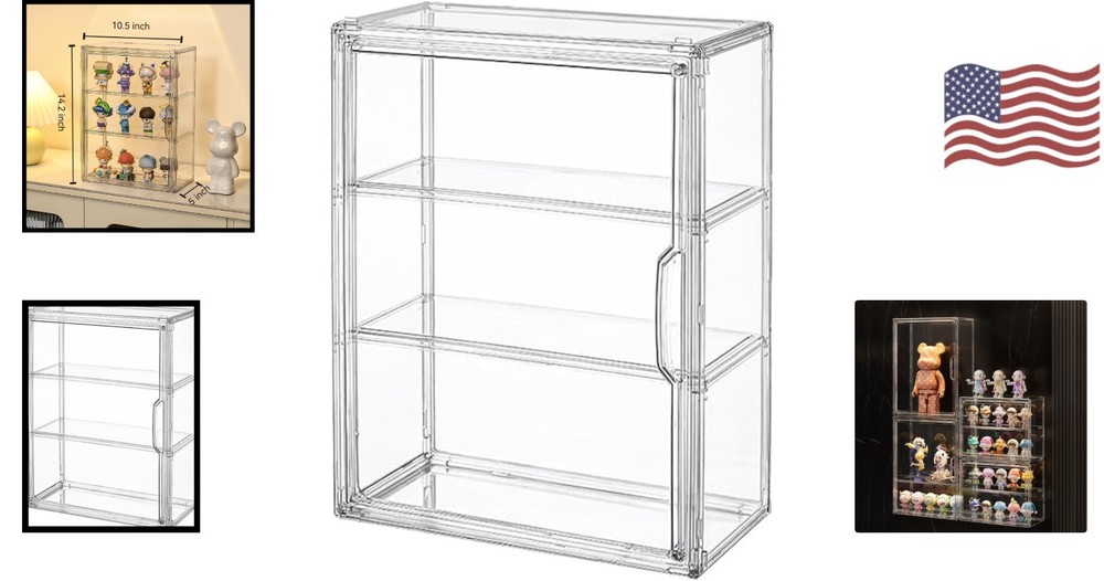 Stackable Clear Acrylic Organizer for Action Figures - Magnetic Access - 2 Pack