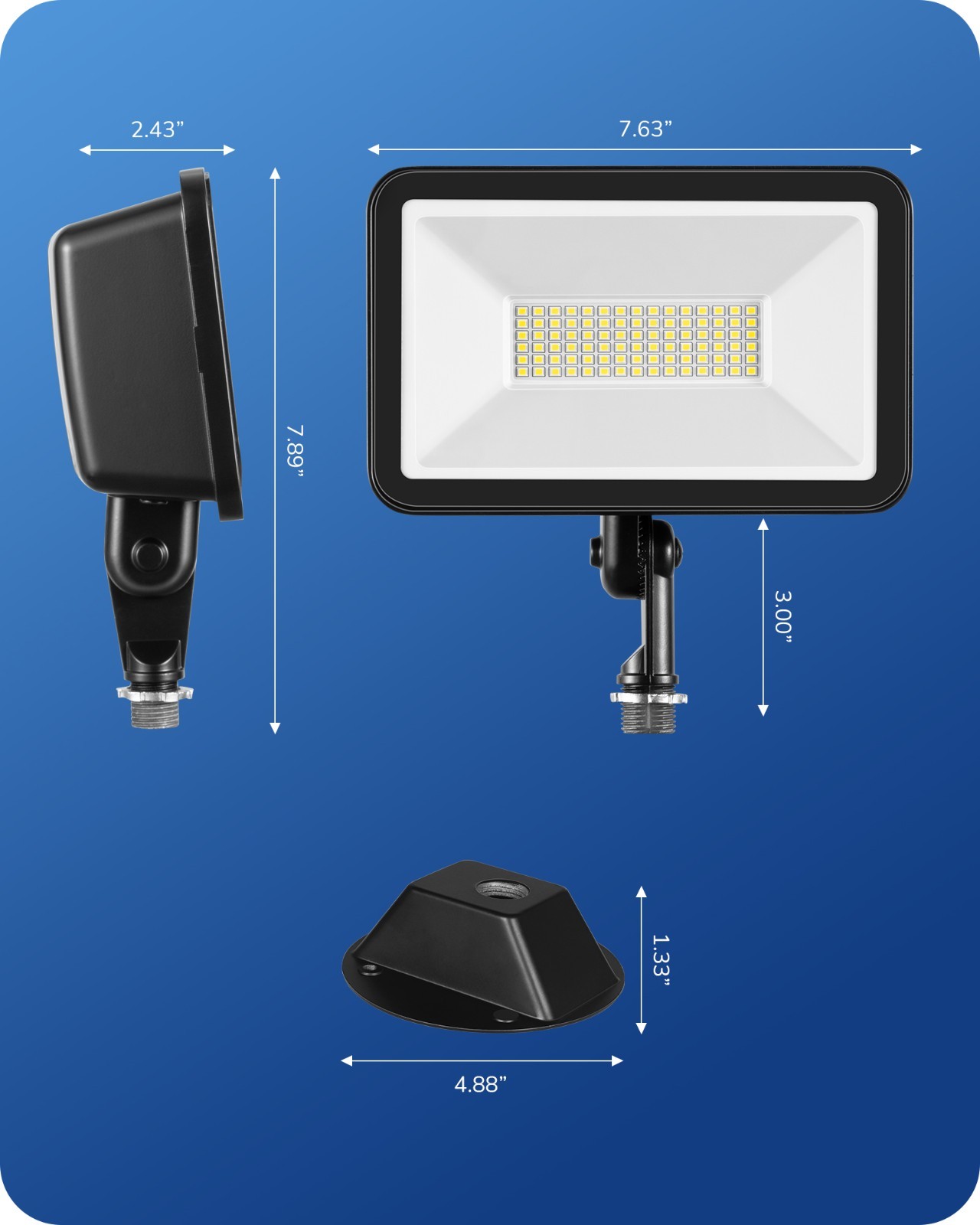 EDISHINE 2-Pack 73W LED Flood Light, Super Bright 10000LM 5000K Outdoor Security