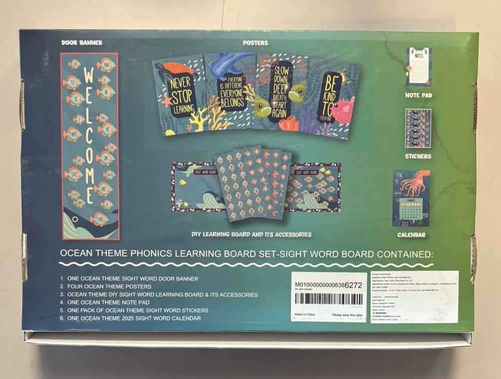 Ocean Theme Phonics Learning Board Sight Word Set - Educational Homeschool