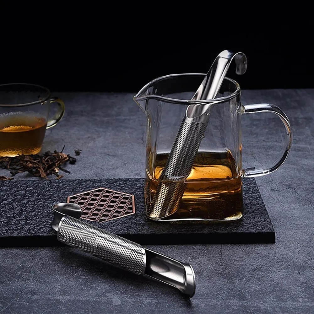 Stainless Steel Tea Diffuser Stick Loose Leaf Infuser Strainer w/ Hook Handle