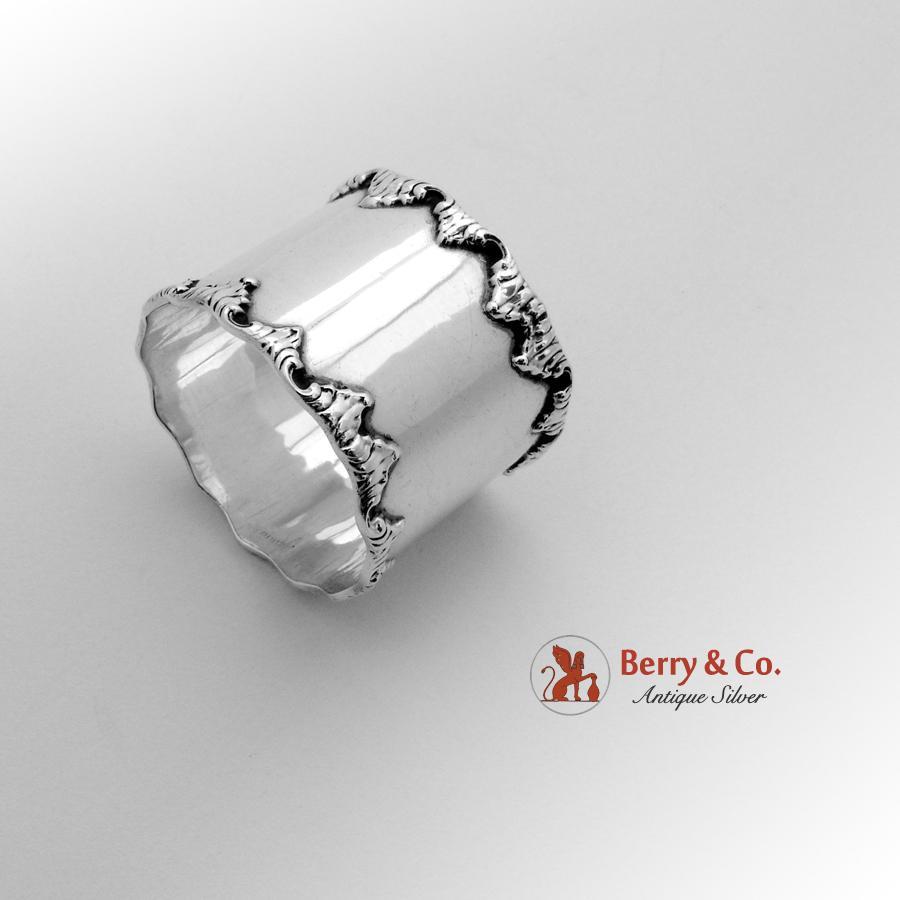 Shell Bordered Napkin Ring Sterling Silver Towle 1900 Mono EG