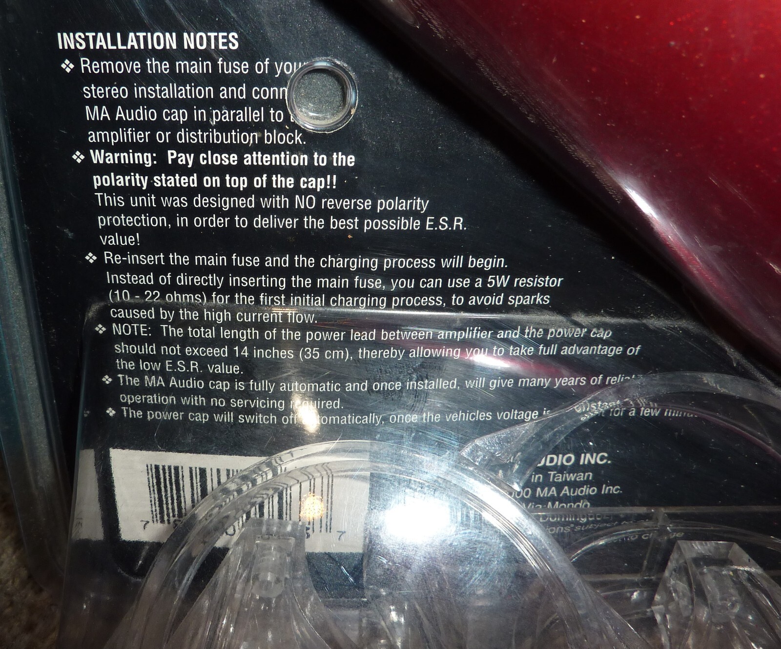 MA Audio MCAP10 Power Capacitor 1.0 Farad 20/24 Volt Surge