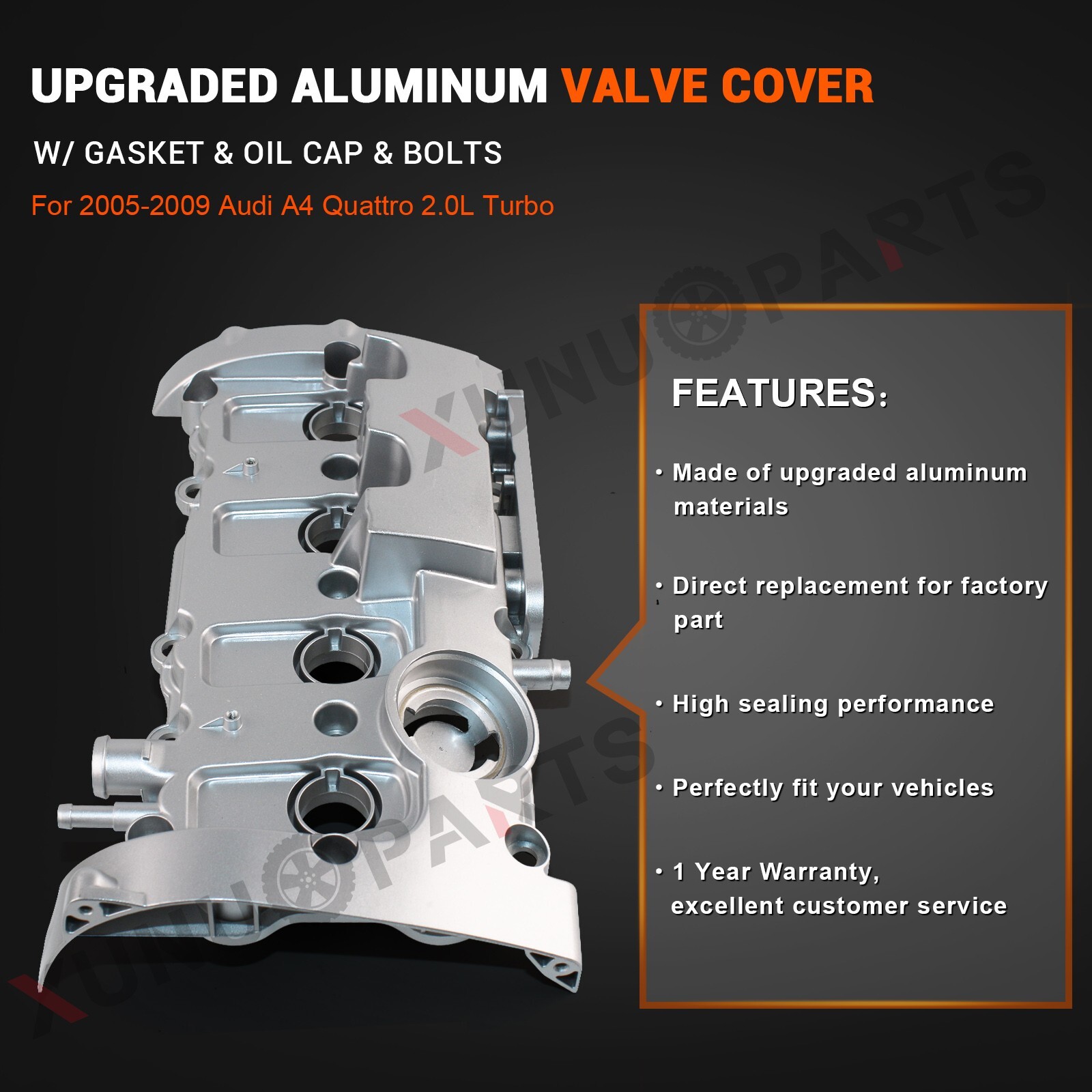 Upgraded Aluminum Valve Cover for 2005-2009 Audi A4/ A4 Quattro 2.0L 06D103469N