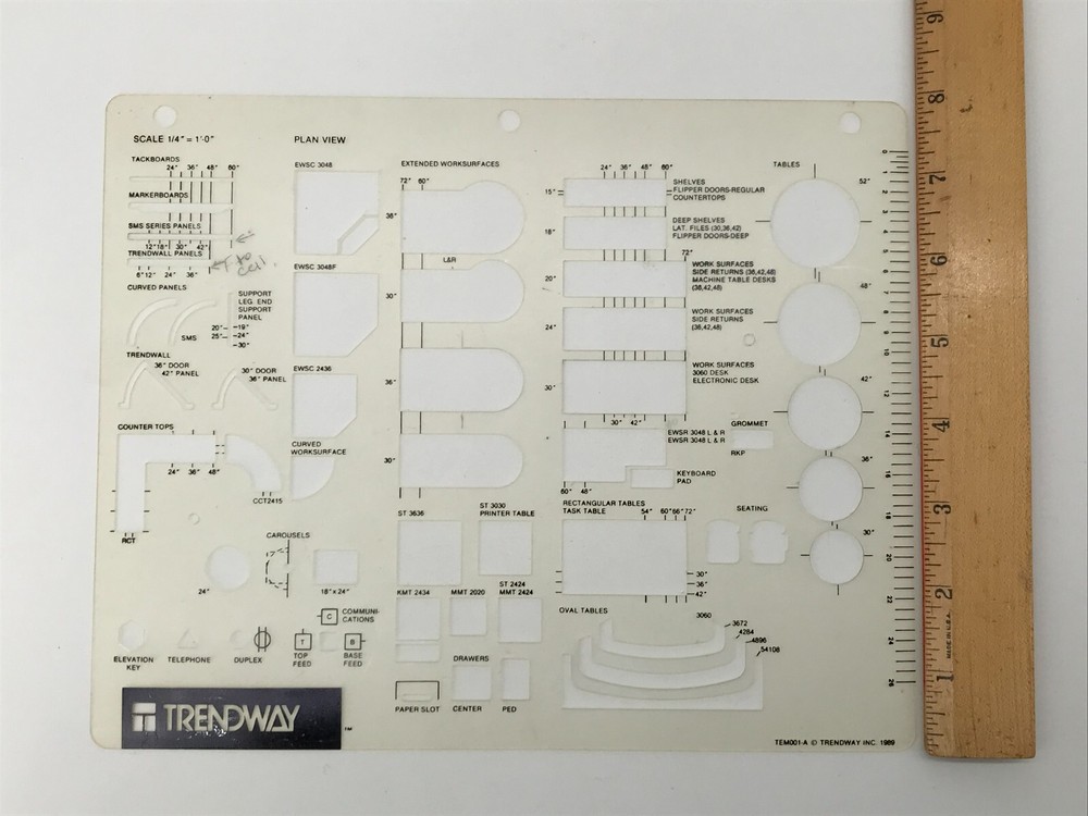 TRENDWAY Architectural Drafting Template Interior Design Desks Tables