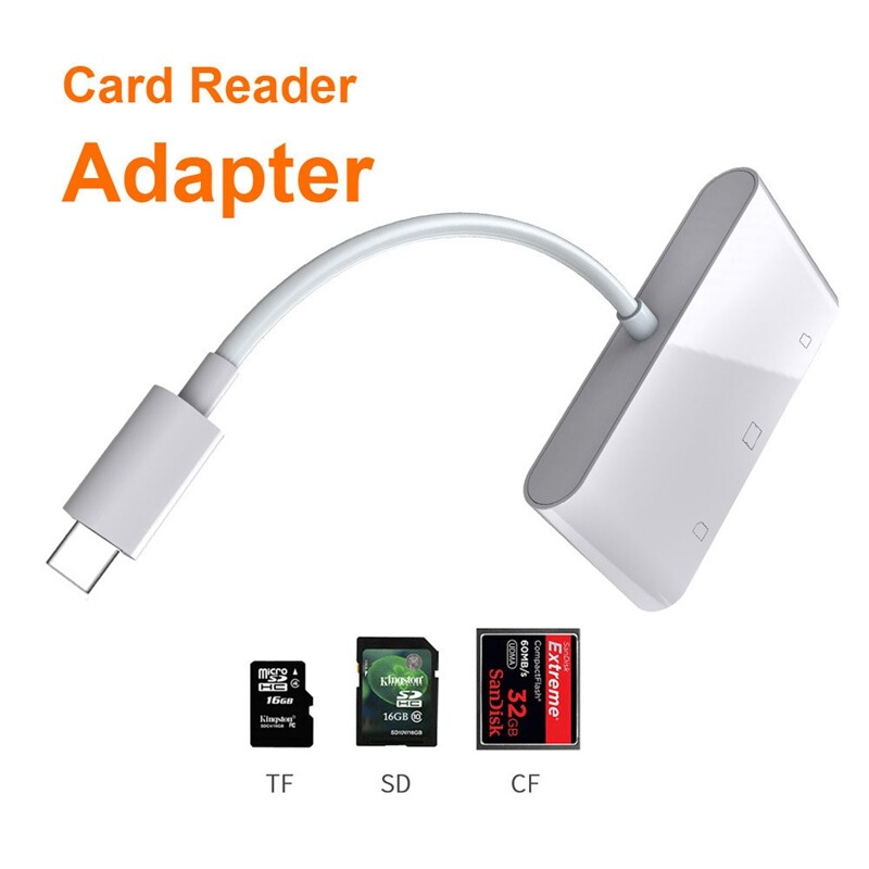TYPE C Multi Card Reader Adapter for Micro SD / SD / SDXC / SDHC / CF - PC Mac
