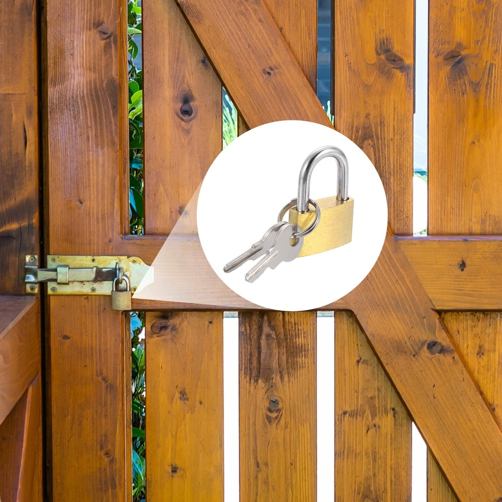 4Pcs Solid Brass Padlock with Key 13/16" Wide Body Small Locks Lock