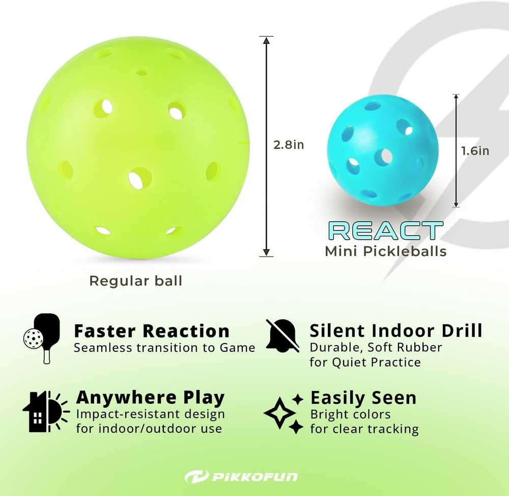 Durable React Mini Pickleballs - 5 Pack for Skill Enhancement & Quiet Play