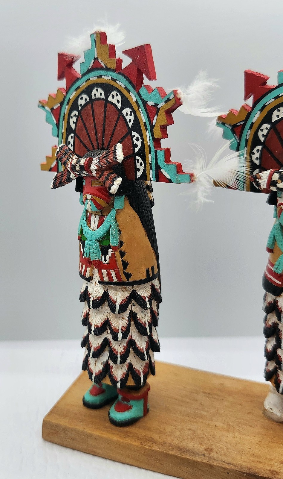 Vtg Wood Native American Hopi Salako Taka & Mana Kachina Figures M. Poseyesva Jr