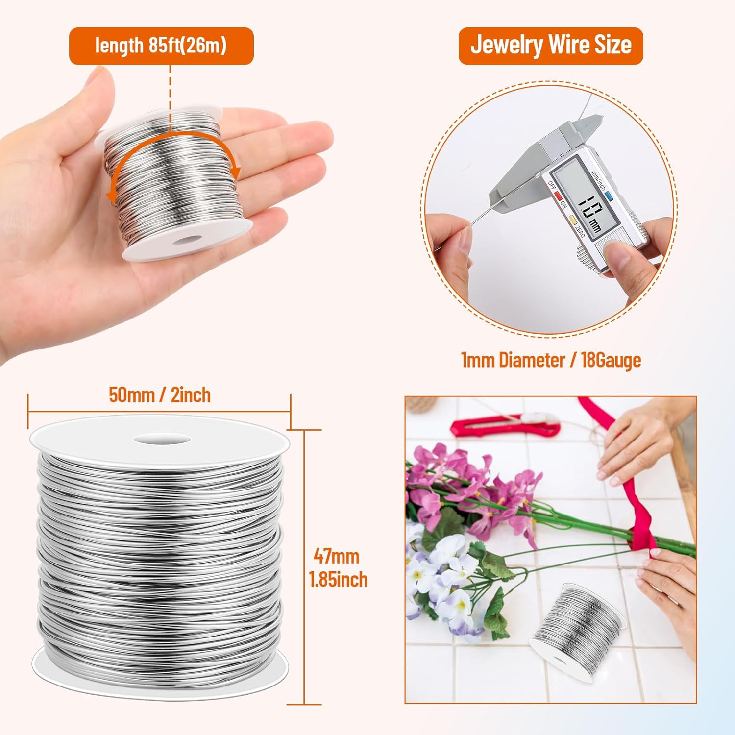18 Gauge Stainless Steel Wire, 1Mm Bailing Wire for Jewelry Making and Crafts