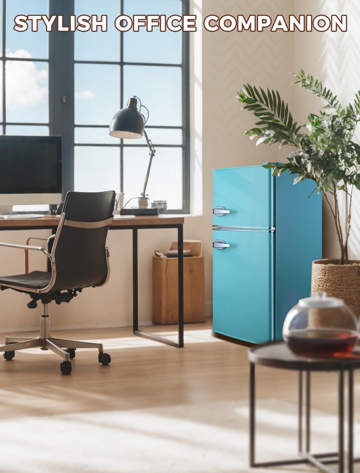 3.2 CuFt Retro Double Door Fridge Freezer 7 Temp Settings Blue