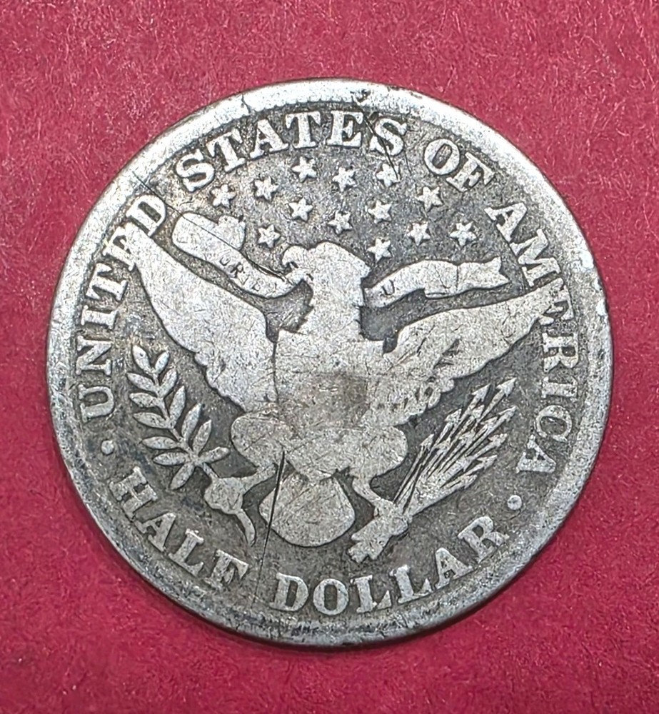 1898 Barber Half Dollar, Die Gouges On Reverse. G04 Condition
