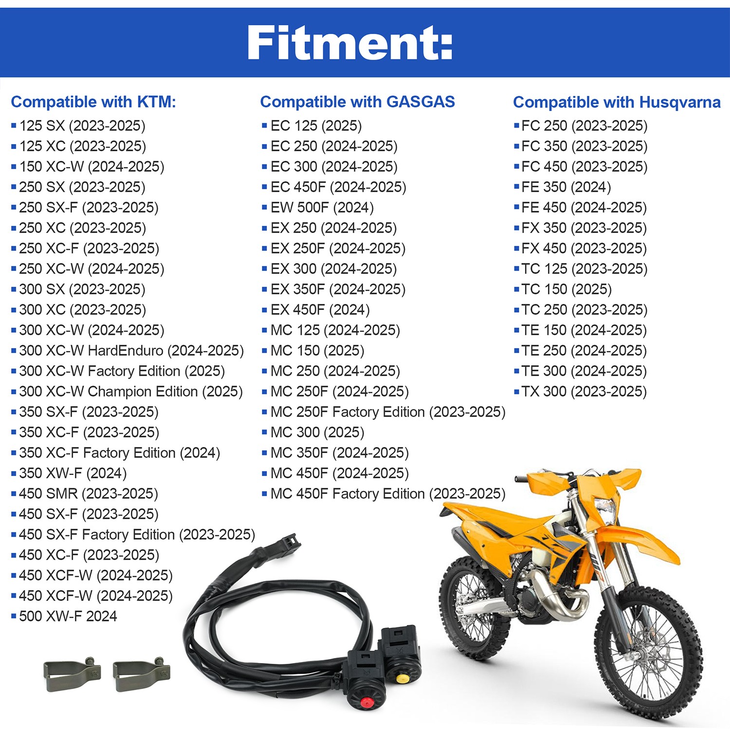 Separate Start Stop Kill Switch Button Control Kit KTM, Husqvarna