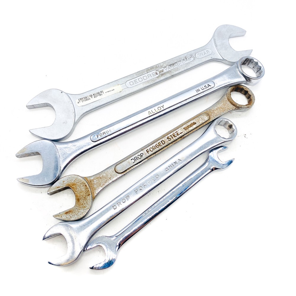 5 Pcs Gedore, Lectrolite and Assorted Open End, Combination Wrench Set