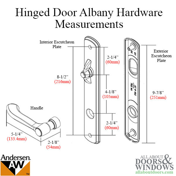 Andersen Albany Style Door Handles Hinged Door Hardware Set Double Active Black