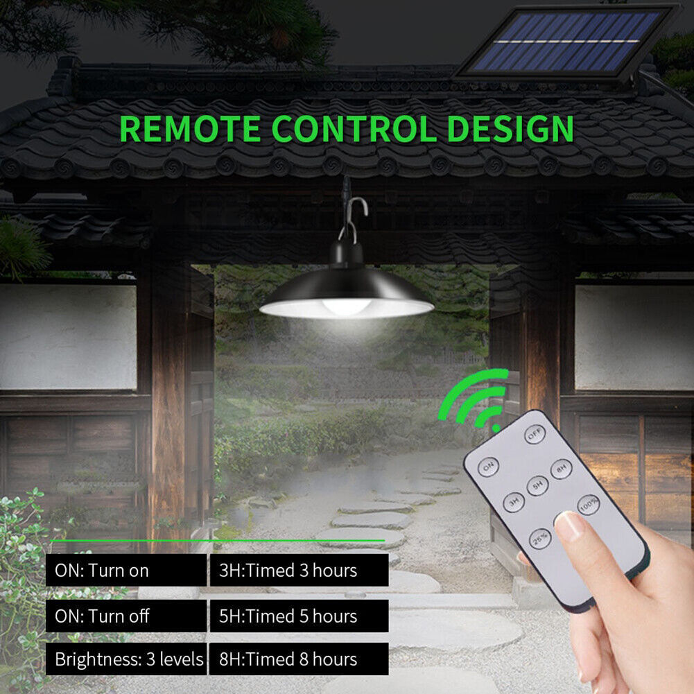 30 LED Solar Pendant Hanging Light Dimmable Outdoor Indoor Garden Yard Shed Lamp
