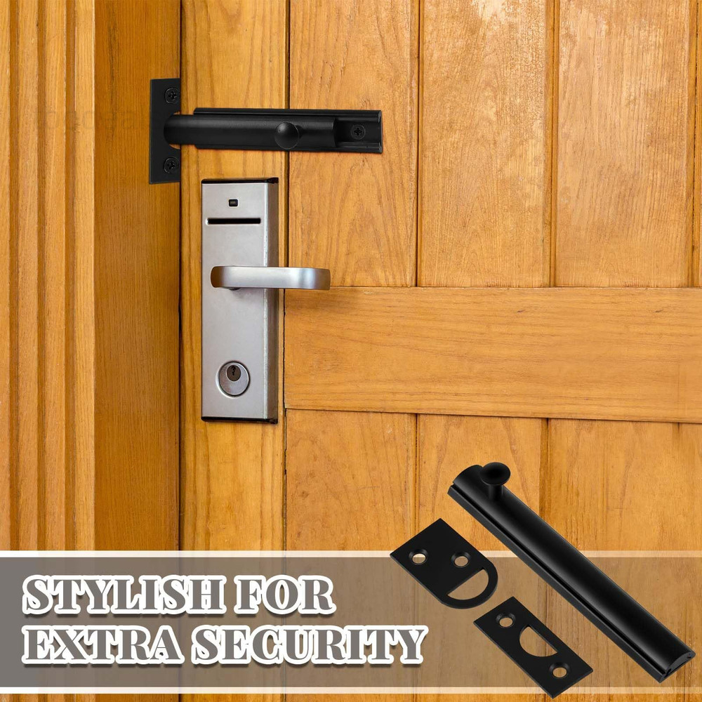 4 Pcs Solid Brass Surface Bolt Door Slide 4'', Matte Black