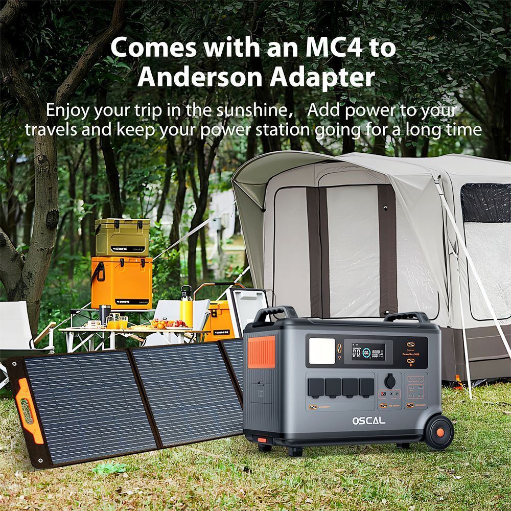Oscal 200W Foldable Solar Panel ETFE Material ≥22% Solar Conversion Efficiency