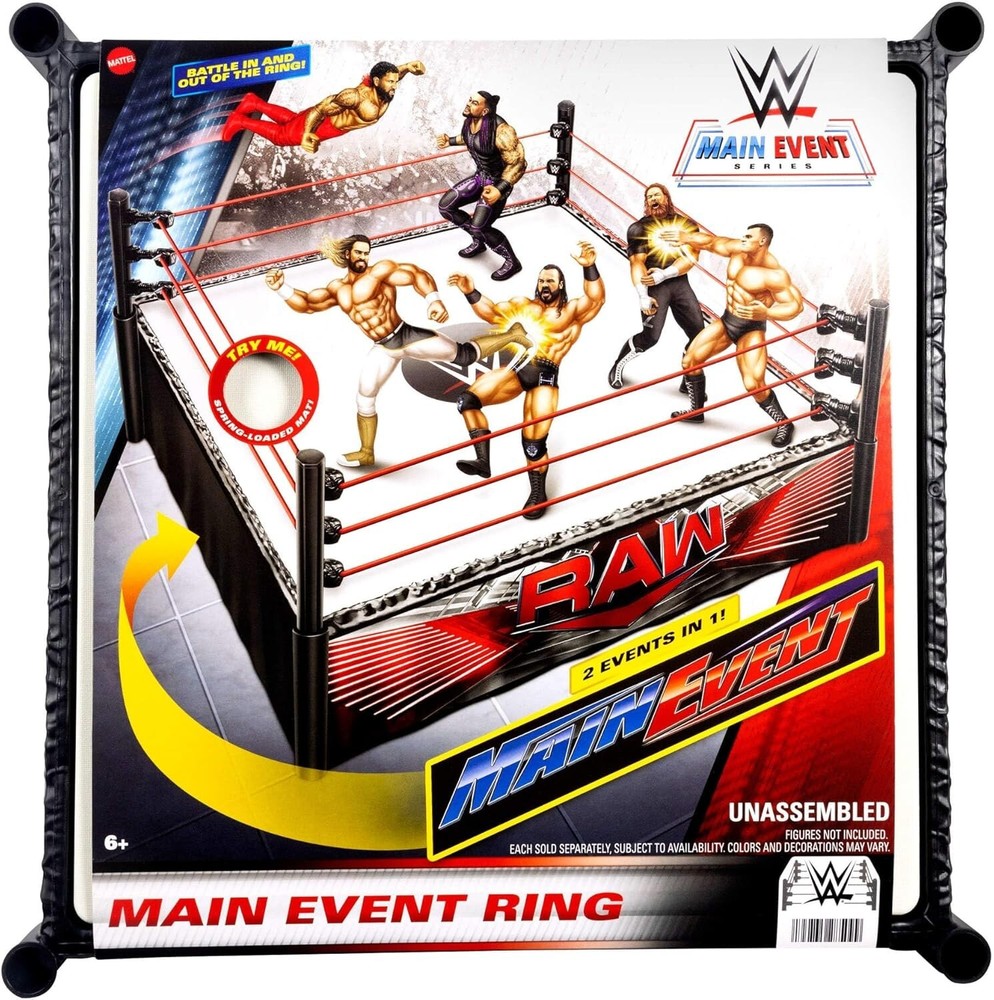 WWE Superstar Ring with Labels for Main Event & RAW, Spring-Loaded