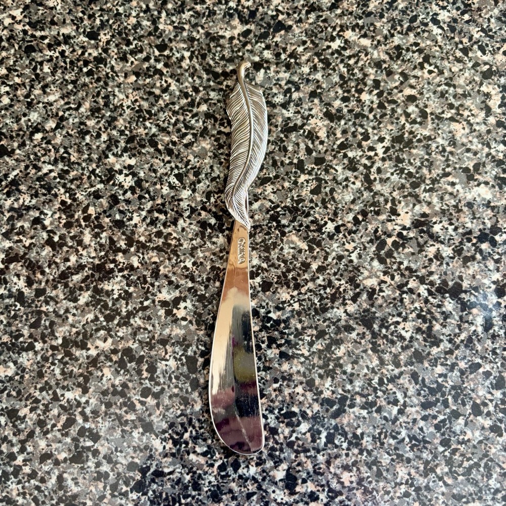 Feather Butter Knife Spreader, Enameled Feather Handle