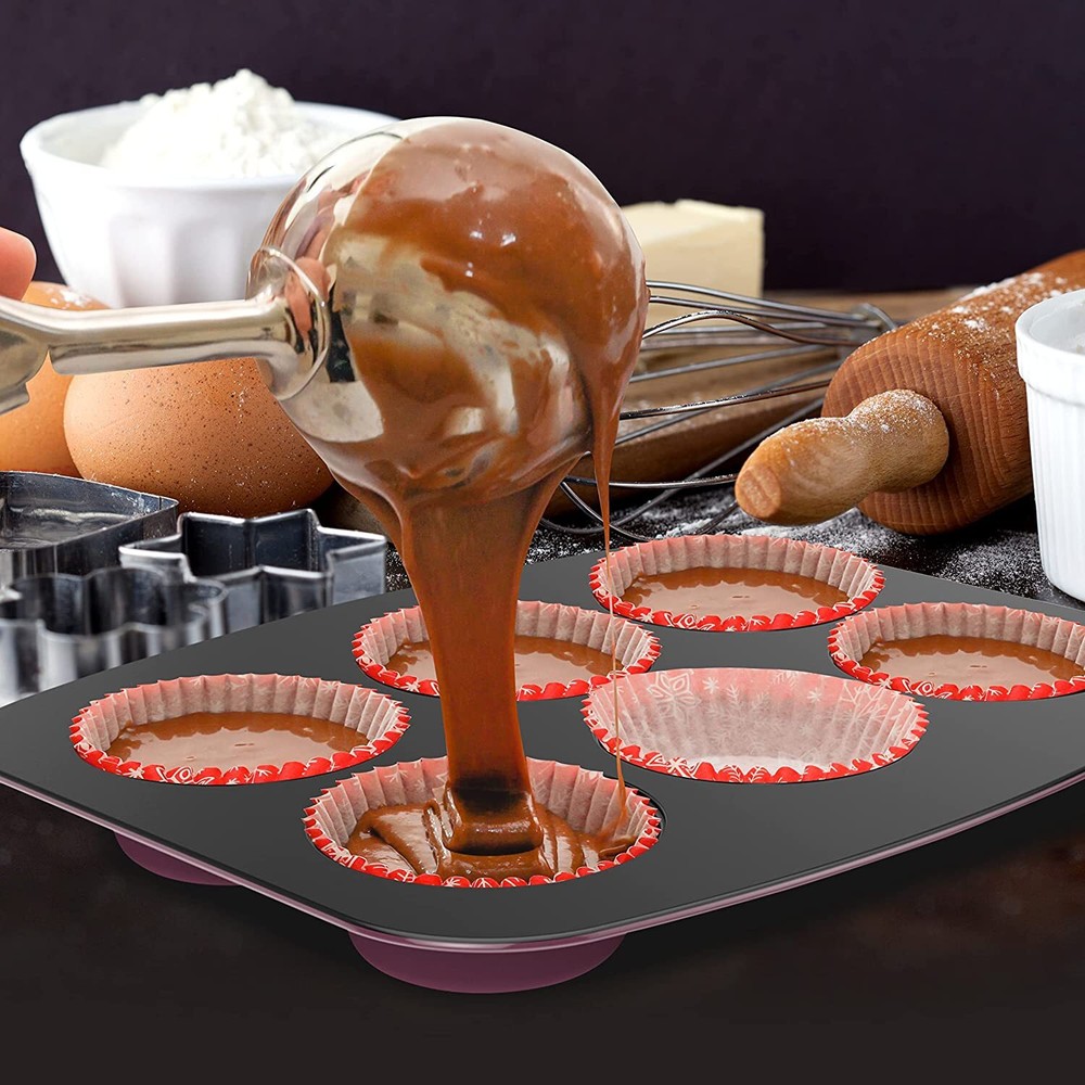 Nutrichef NCBKSTK5 8Pc Stackable Carbon Steel Bakeware-Red