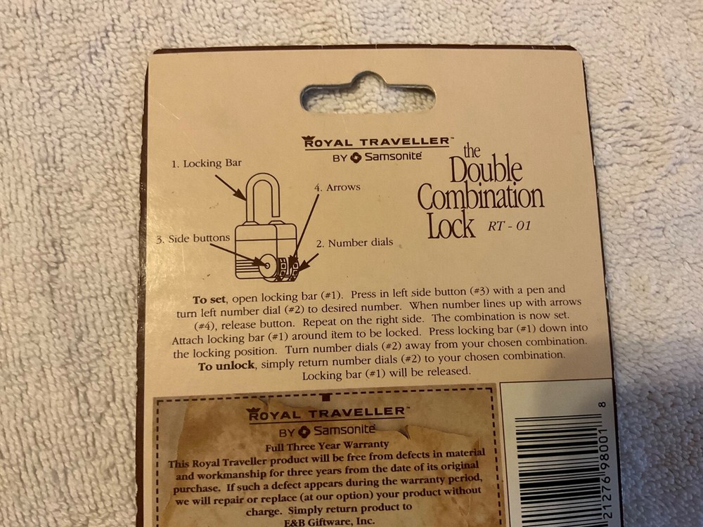 Royal Traveller by Samsonite Double Combination Lock #RT-01