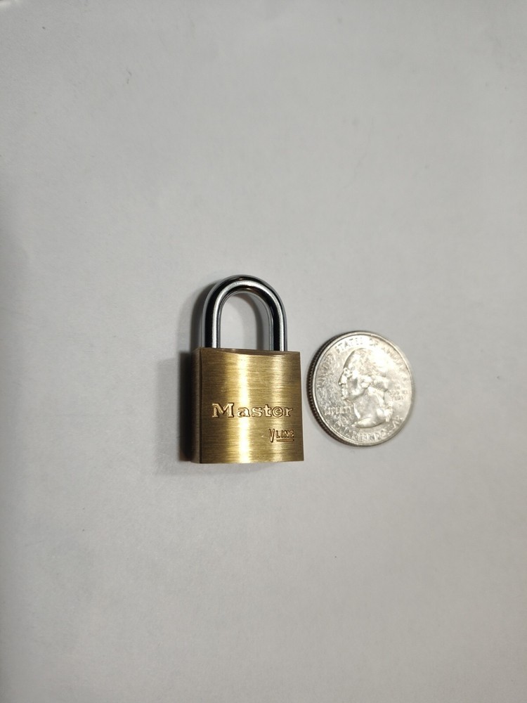 MASTER LOCK 4130KAWWG Keyed Padlock, 9/16 in,Rectangle,Gold