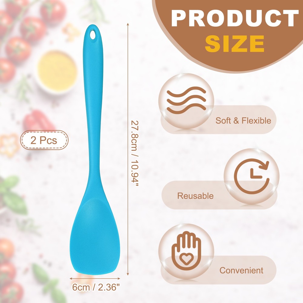 2 Pack Silicone Spoon Spatula, Heat Resistant Spoonula Spatula, Blue