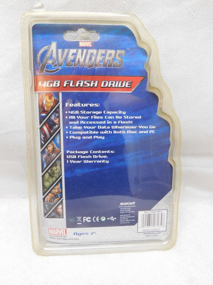 Marvel Avengers USB 4GB Flash Drive Sakar 18043-WLG