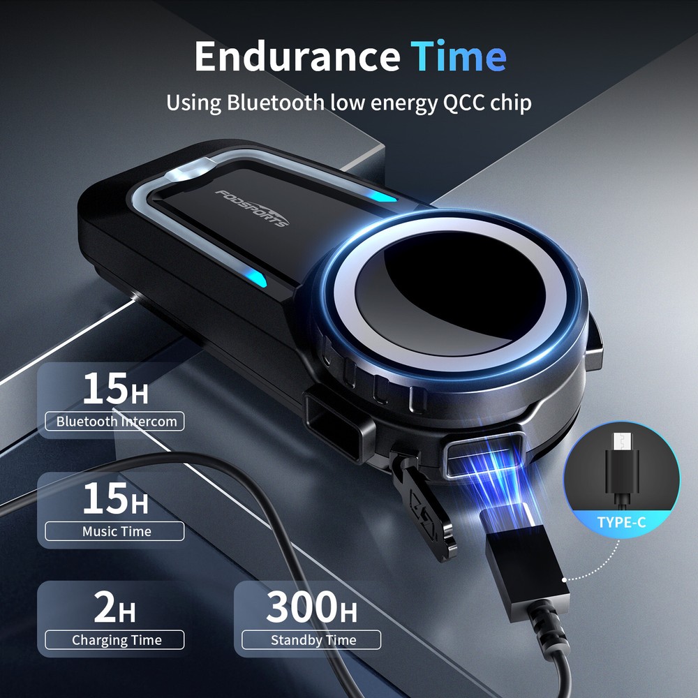 2000m 10 Riders FX7 Motorcycle Intercom Headset Bluetooth Helmet Communication