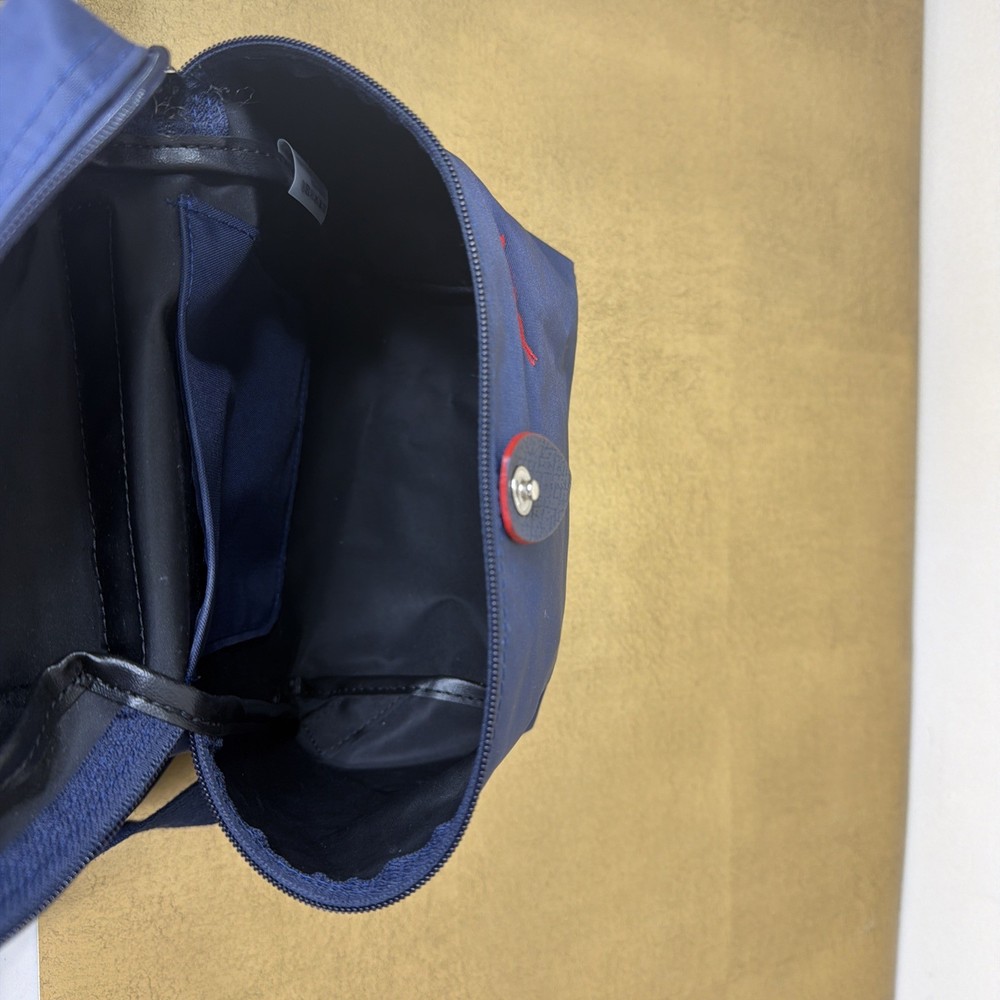 LONGCHAMP LE PLIAGE MINI BACKPACK NAVY BLUE RED NYLON LEATHER