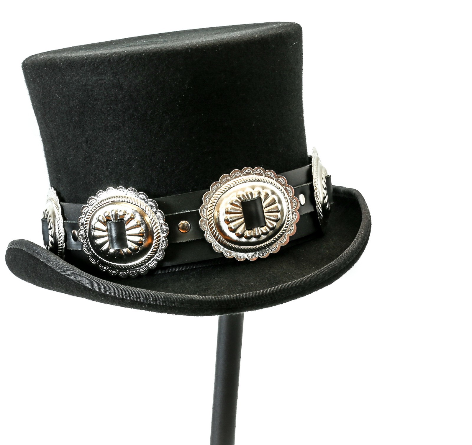 Conch Wool Felt Top Hat Steampunk Topper Victorian Mad Hatter Slash Flat Top