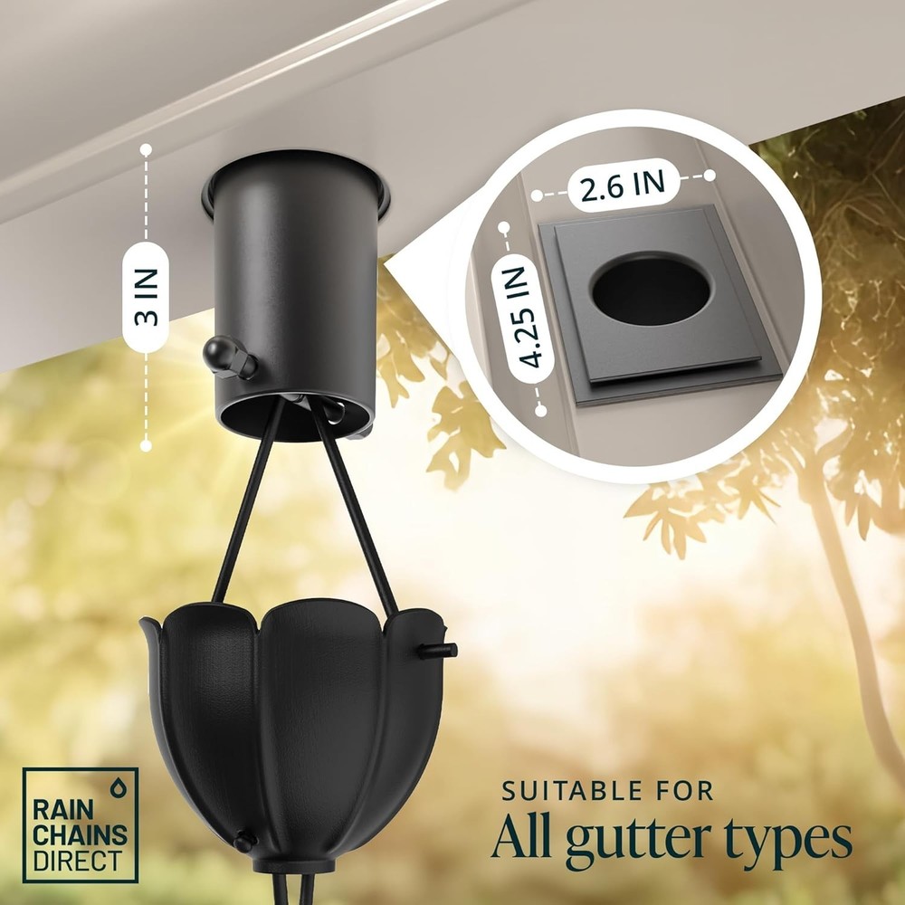 Architectural-Style Black Rain Chain Gutter Installer for Effortless Elegance