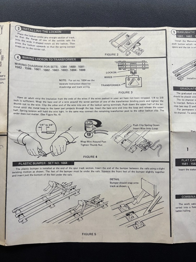 Lionel Train Operating Directions/Instructions for Various Vintage Sets