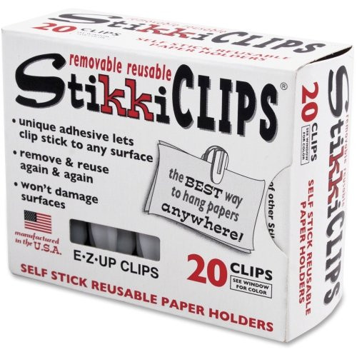 Advantus StikkiCLIPS White Plastic Removable Reusable Clip 20 Pack