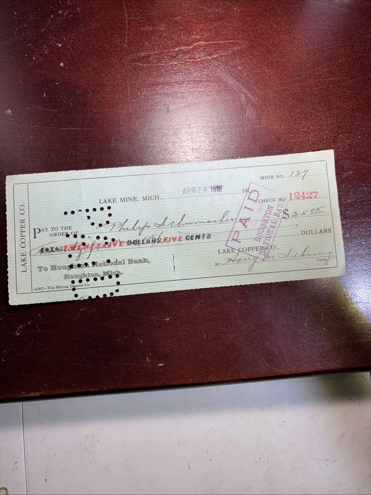 Lake Copper Mine Draft Ontonagon 1916