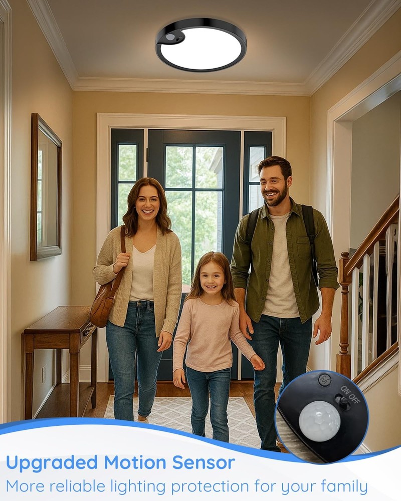 Waterproof Shower Light Indoor - Rechargeable Motion Sensor Ceiling Light, 3C...