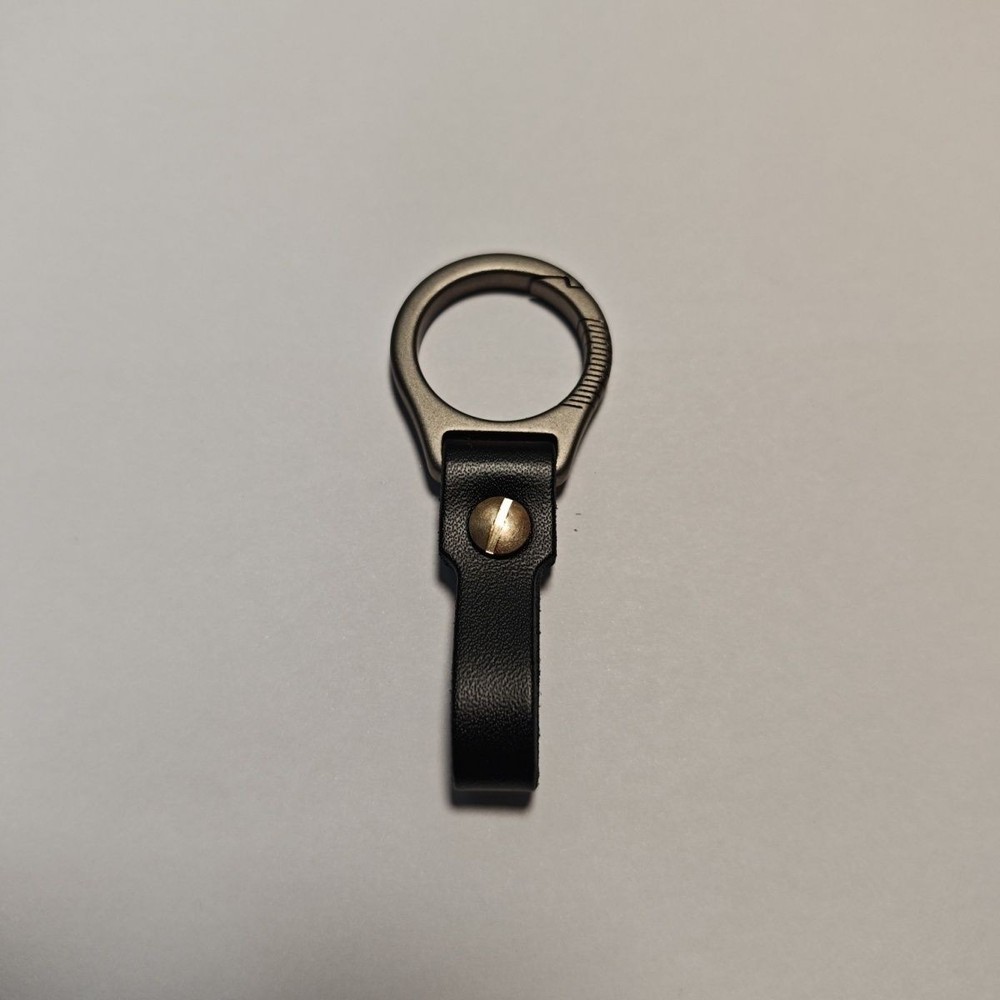 TC4 Titanium Keychain Spring Clip Multitool with Leather Strap Buckle